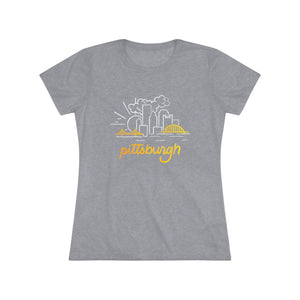 Pittsburgh Mono Skyline Women's Tri-Blend Tee