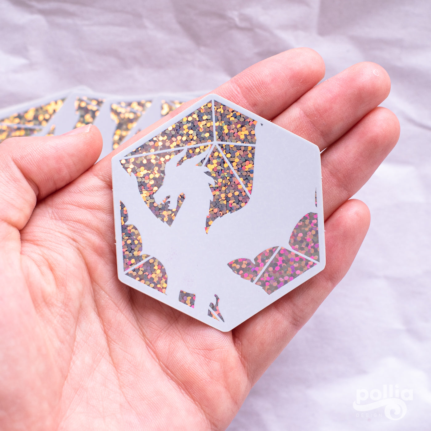 Dragon's D20 Glitter Sticker