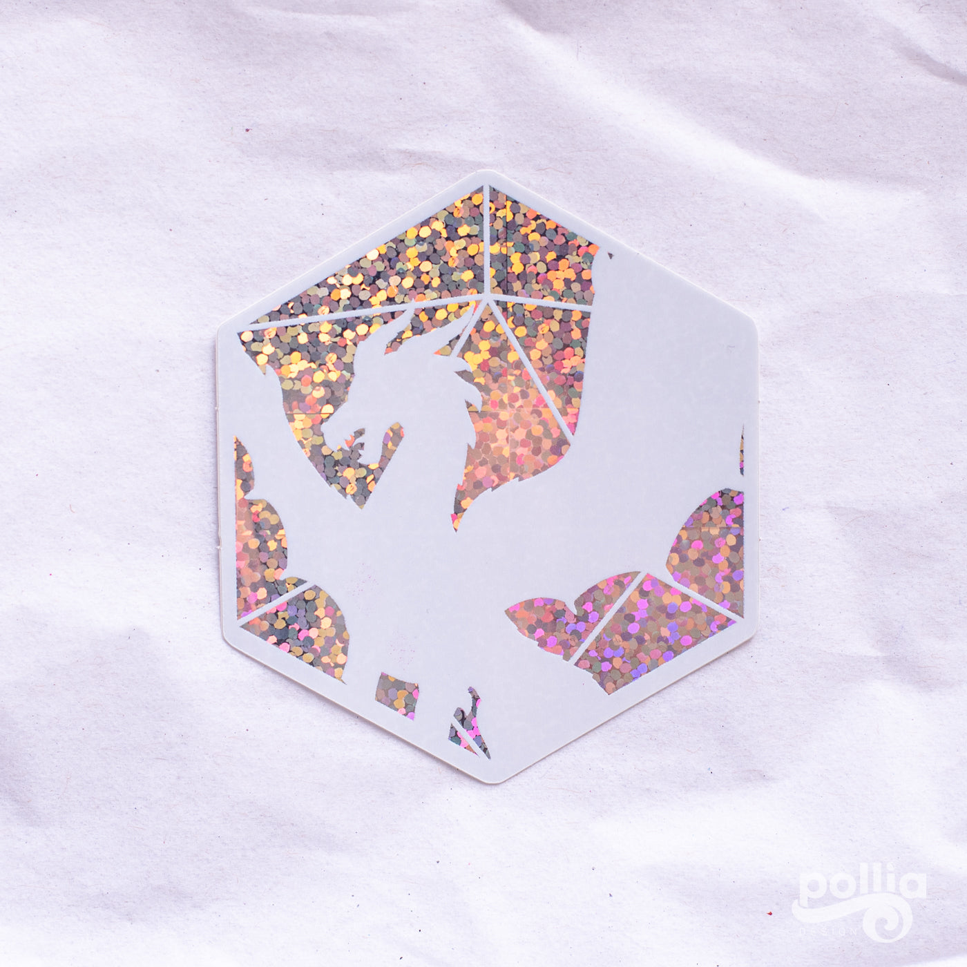 Dragon's D20 Glitter Sticker
