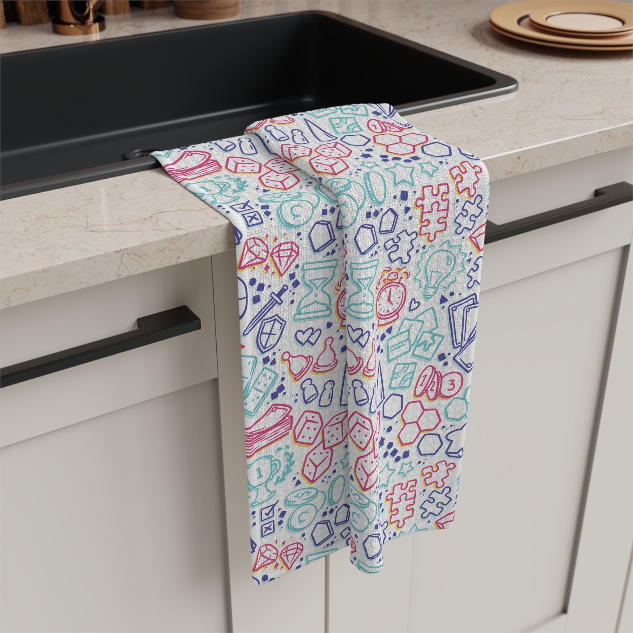 Board Game Bits V4 Tea Towel