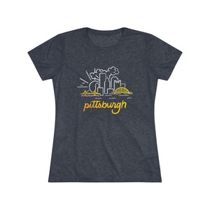 Pittsburgh Mono Skyline Women's Tri-Blend Tee