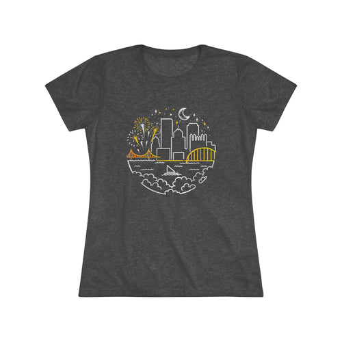 Pittsburgh Starry Skyline Women's Tri-Blend Tee