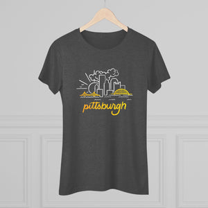 Pittsburgh Mono Skyline Women's Tri-Blend Tee