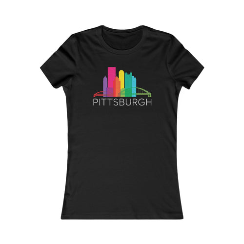 Pittsburgh Rainbow Pop Downtown Skyline Women's Tee