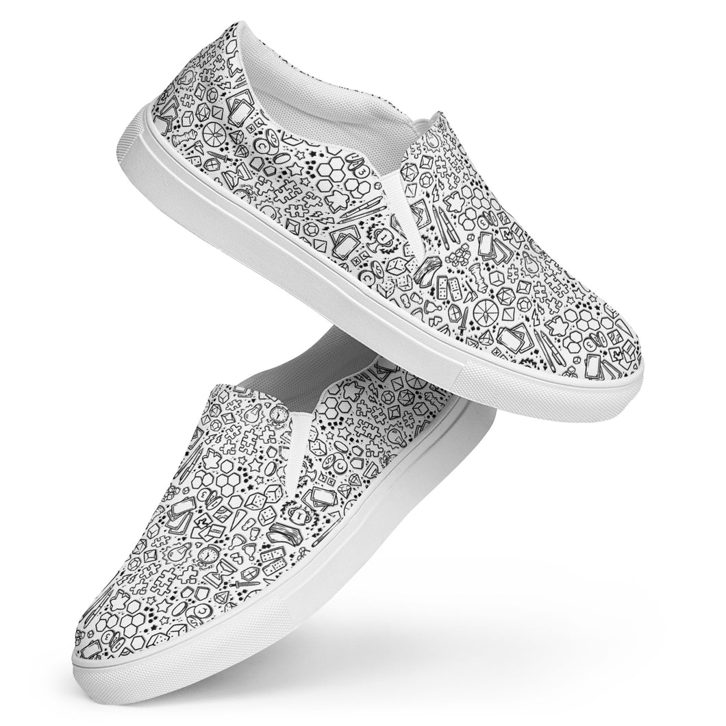 Board Game Bits Black and White Men’s Slip-On Canvas Shoes