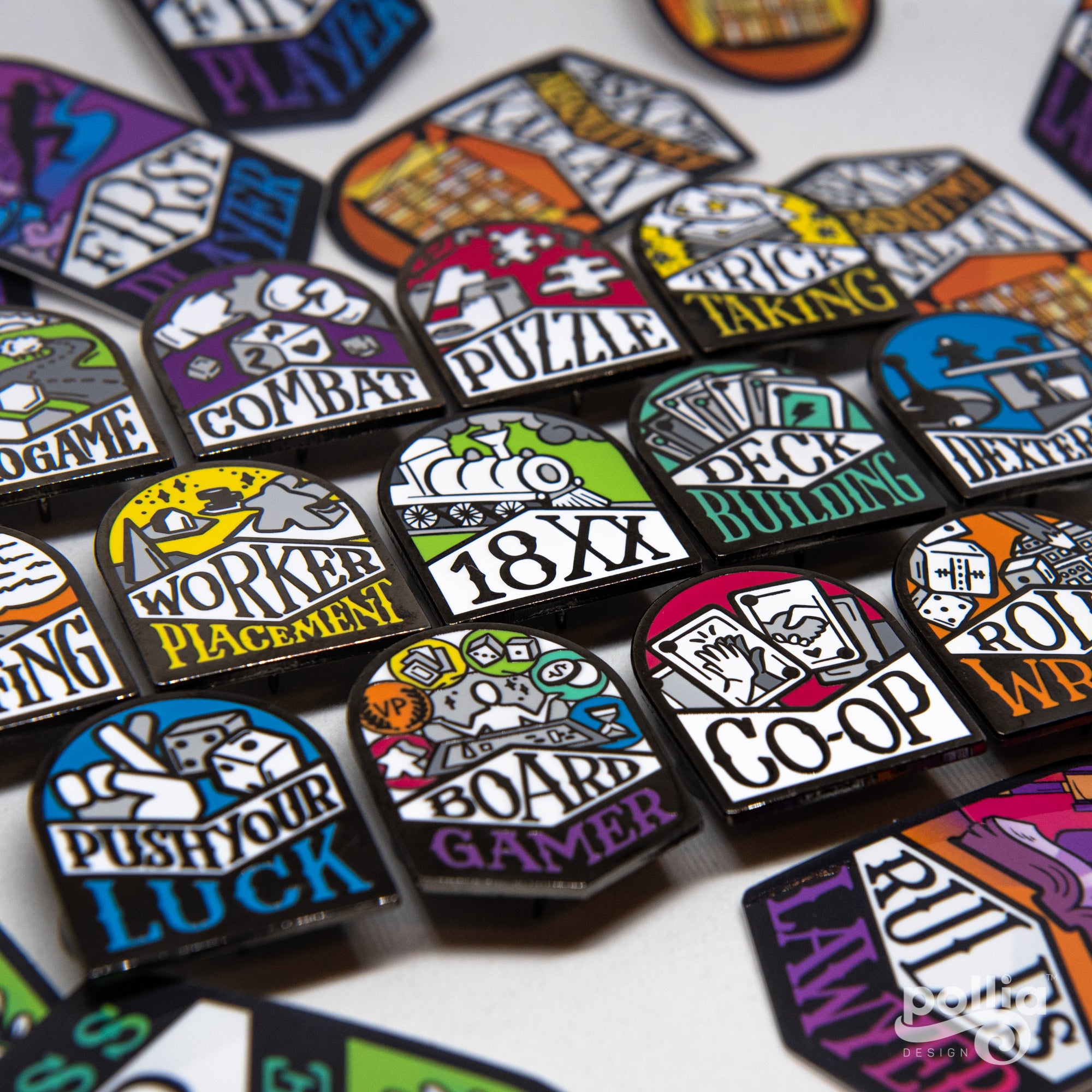 Board Game Genre Enamel Pins