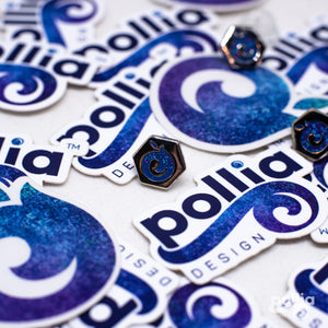 Pollia Design Brand Stickers and Mini-Pin