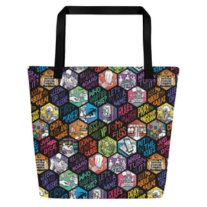 Hex All-Over Print Large Tote Bag