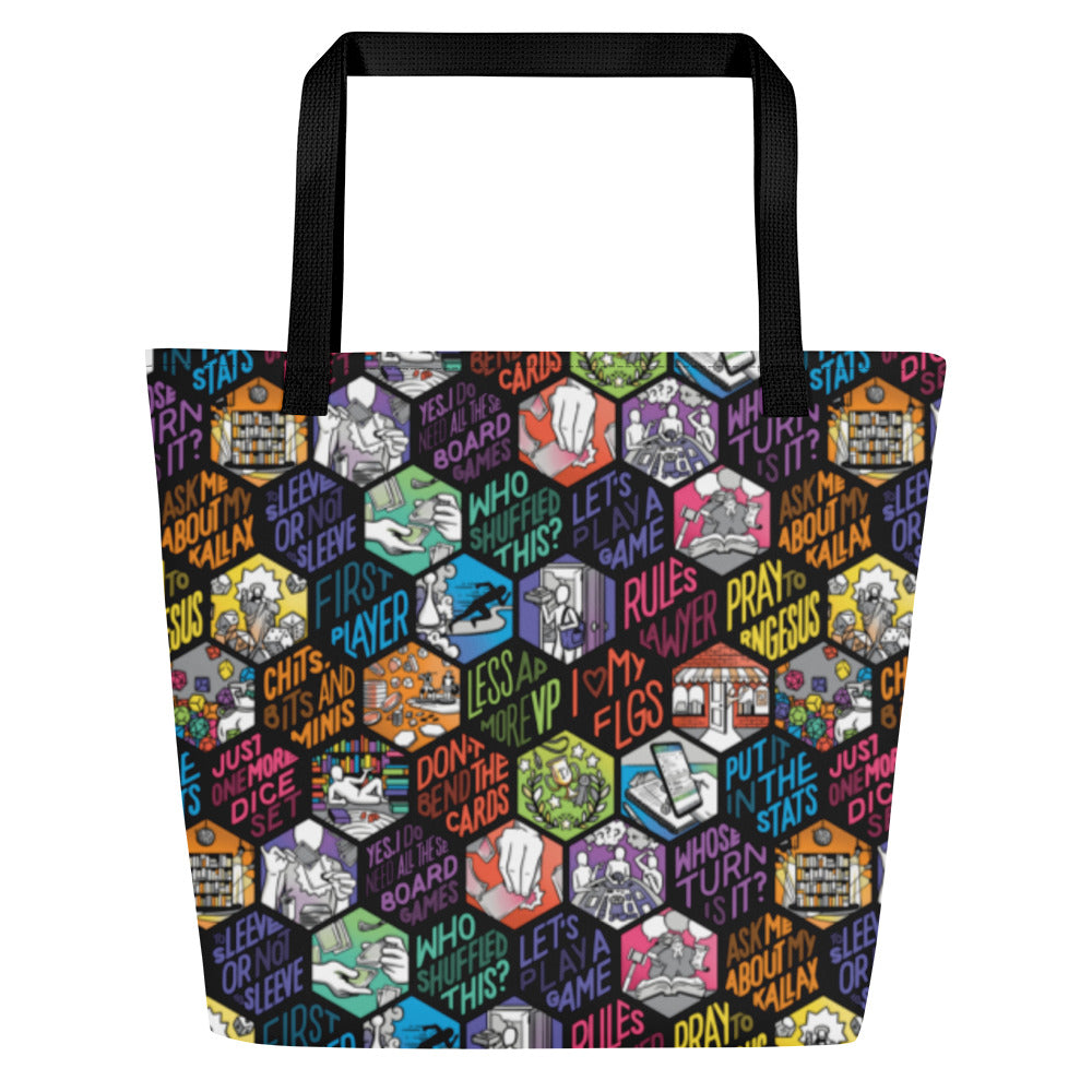 Hex All-Over Print Large Tote Bag