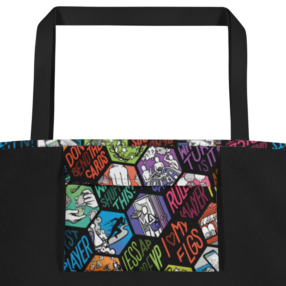 Hex All-Over Print Large Tote Bag