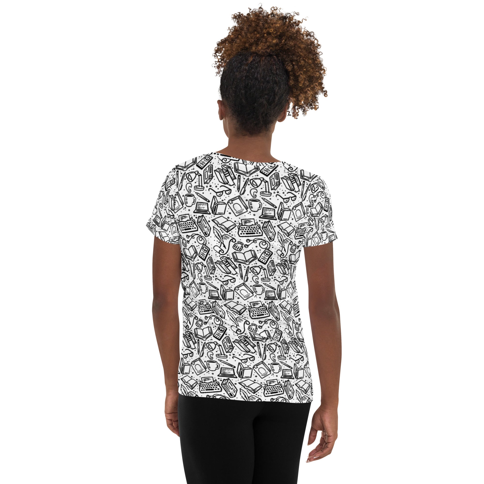 Bookish Doodles V7 Women's Athletic T-shirt