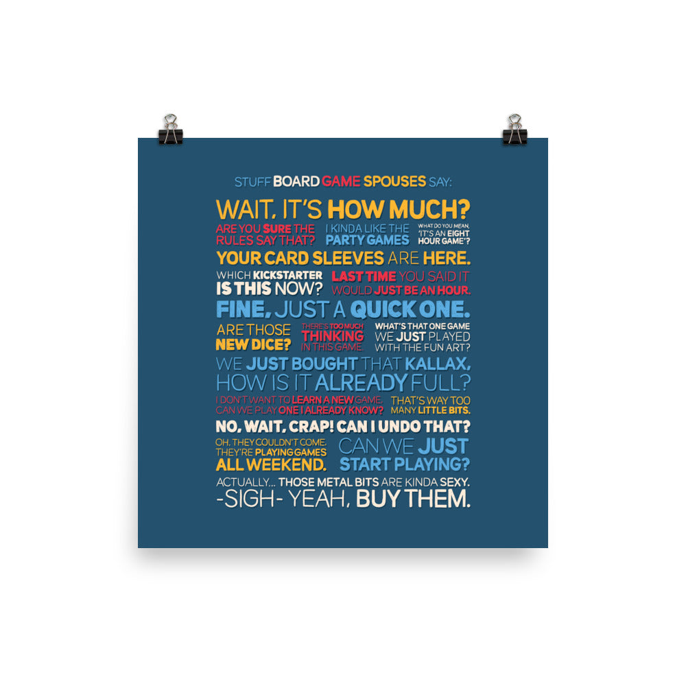 Stuff Board Game Spouses Say Poster