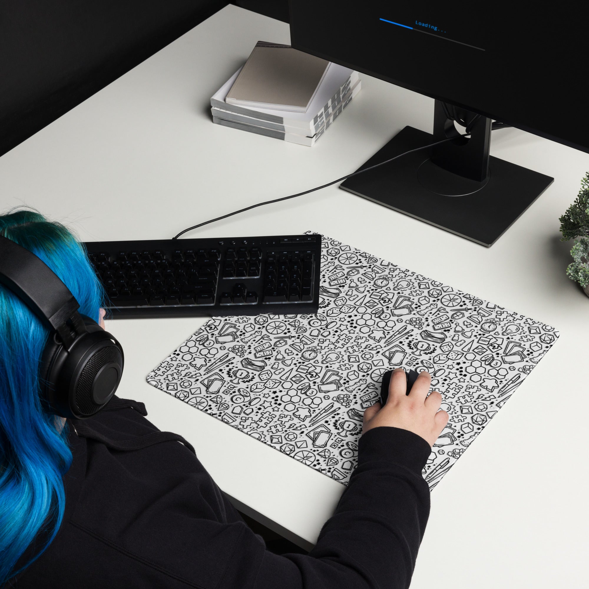 Board Game Bits Black and White Mouse Pad