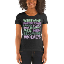 Load image into Gallery viewer, Werewolf Barmitzvah Spooky Typography Women&#39;s Tri-Blend T-Shirt