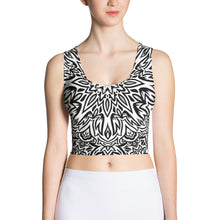 Load image into Gallery viewer, The Barely Floral Mandala Black and White Crop Top