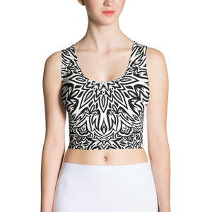 The Barely Floral Mandala Black and White Crop Top