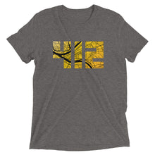 Load image into Gallery viewer, 412 Pittsburgh Map in Black and Yellow Unisex Tri-Blend T-Shirt