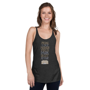 Pedal like Netherfield Park is Let at Last Racerback Tri-Blend Tank Top