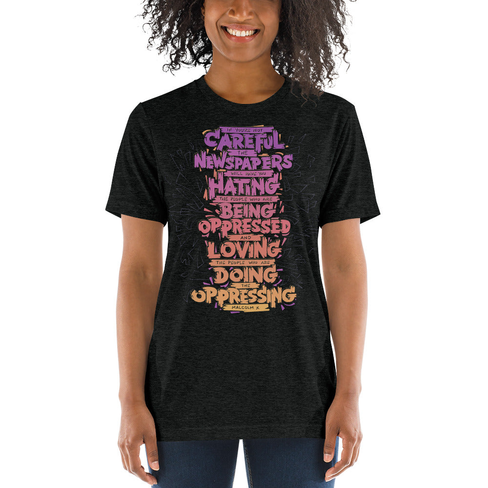 Malcolm X Oppressors Quote Tri-Blend T-Shirt