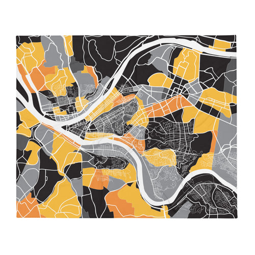 Pittsburgh Map Throw Blanket