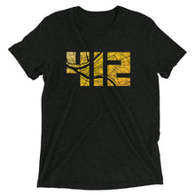 Load image into Gallery viewer, 412 Pittsburgh Map in Black and Yellow Unisex Tri-Blend T-Shirt