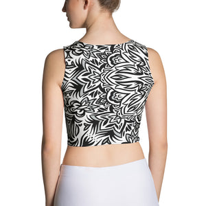 The Barely Floral Mandala Black and White Crop Top