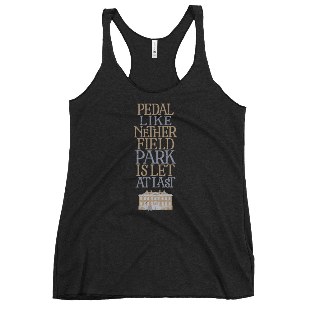 Pedal like Netherfield Park is Let at Last Racerback Tri-Blend Tank Top