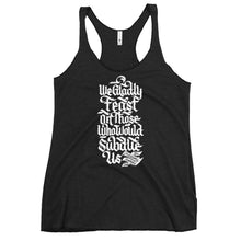 Load image into Gallery viewer, We Gladly Feast Racerback Tri-Blend Tank Top