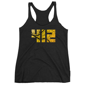 Pittsburgh 412 Map in Black and Yellow Tri-Blend Tank Top