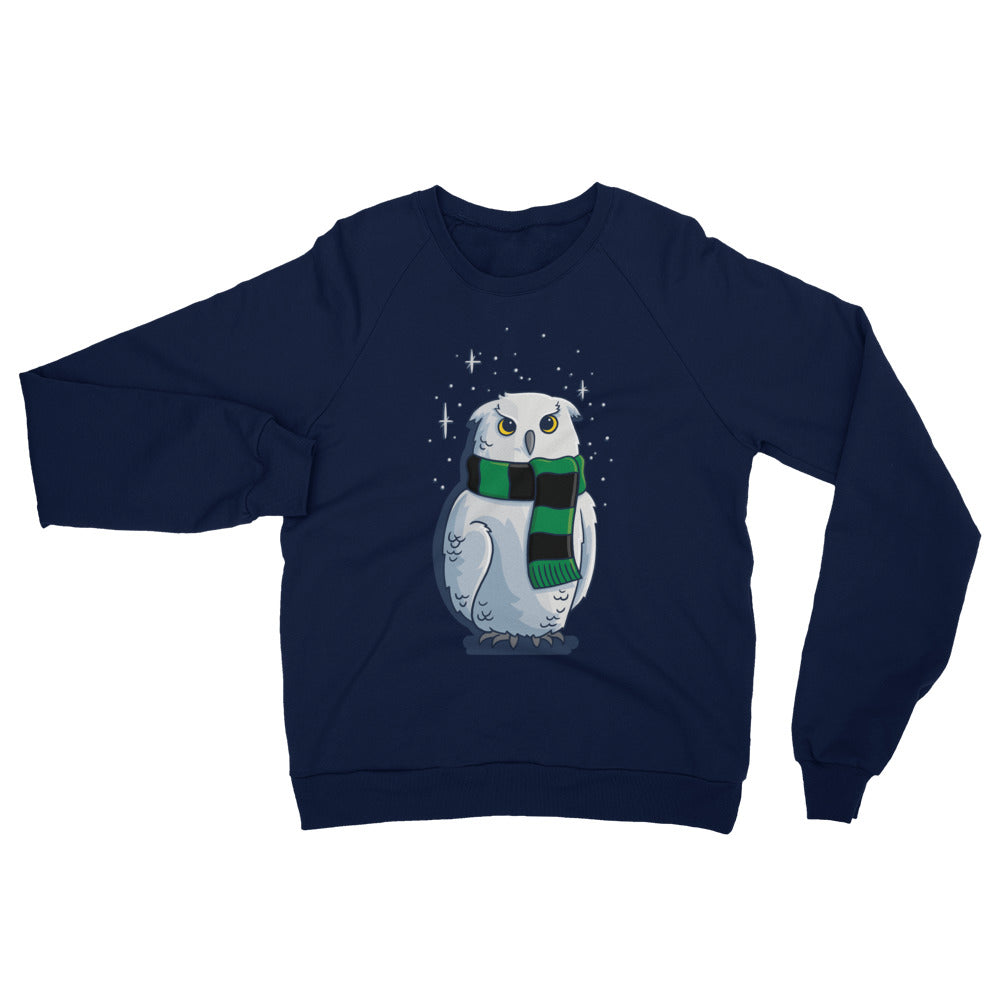 Winter Owl Slytherin House Fleece Raglan Sweatshirt