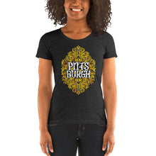 Load image into Gallery viewer, Pittsburgh Swirls Women&#39;s Cut Tri-Blend T-Shirt