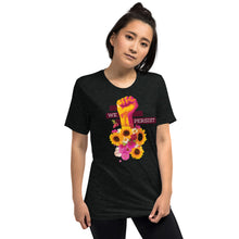 Load image into Gallery viewer, We Persist Floral Power Fist Tri-Blend T-Shirt