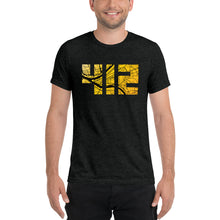Load image into Gallery viewer, 412 Pittsburgh Map in Black and Yellow Unisex Tri-Blend T-Shirt