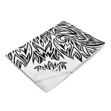Load image into Gallery viewer, Black and White Leafy Nature Mandala Throw Blanket