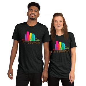 Pittsburgh Rainbow Pop Downtown Skyline Tri-Blend T-Shirt