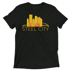 Pittsburgh Rainbow Pop Downtown Skyline Tri-Blend T-Shirt