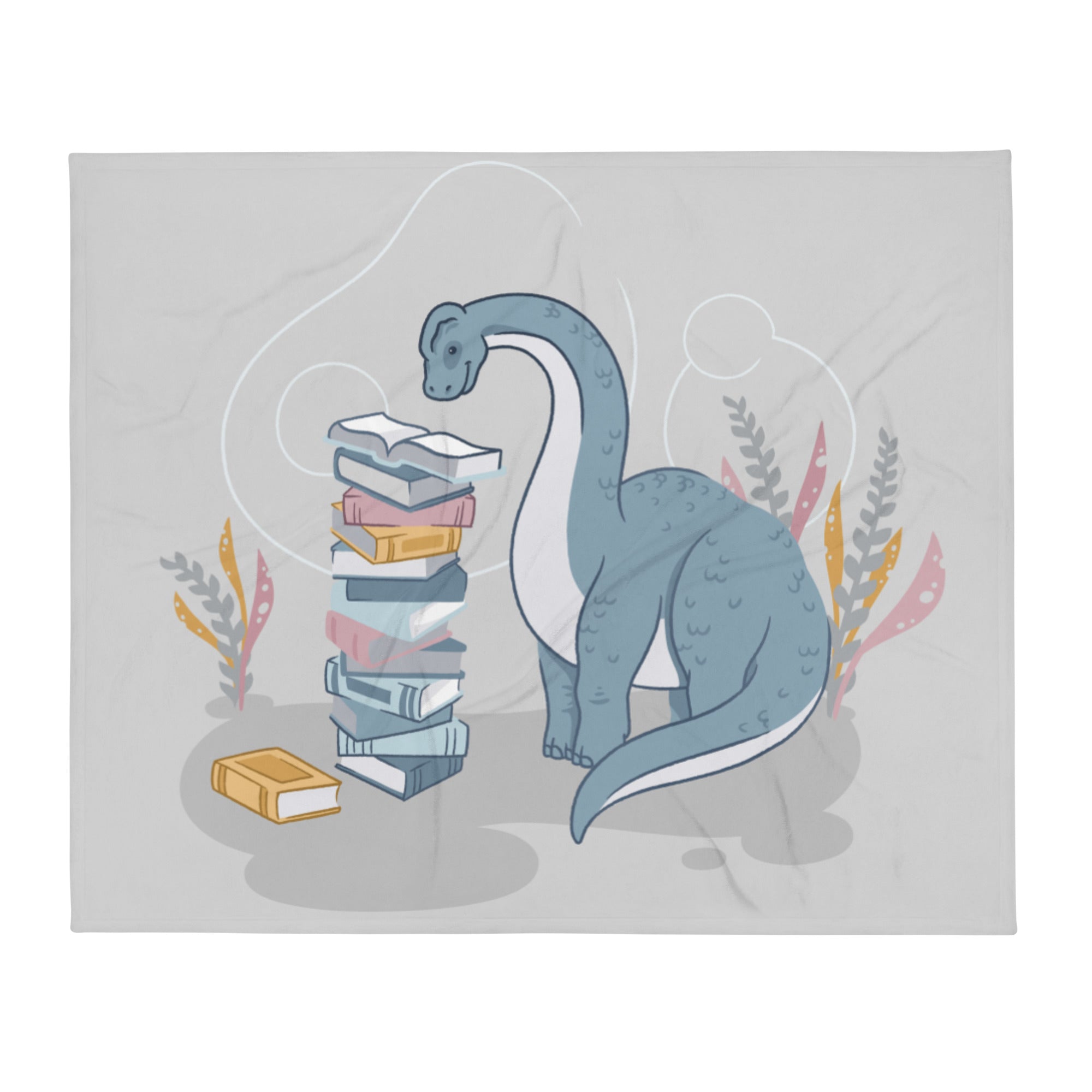 Sweet Bookish Dino Throw Blanket