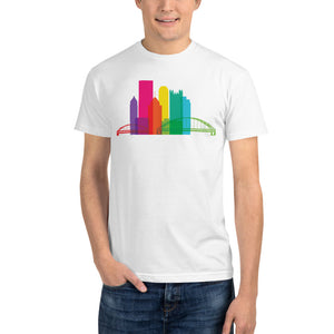 Pittsburgh Rainbow Pop Downtown Skyline Sustainable T-Shirt