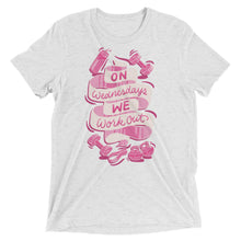 Load image into Gallery viewer, On Wednesdays We Work Out Unisex Tri-Blend T-Shirt