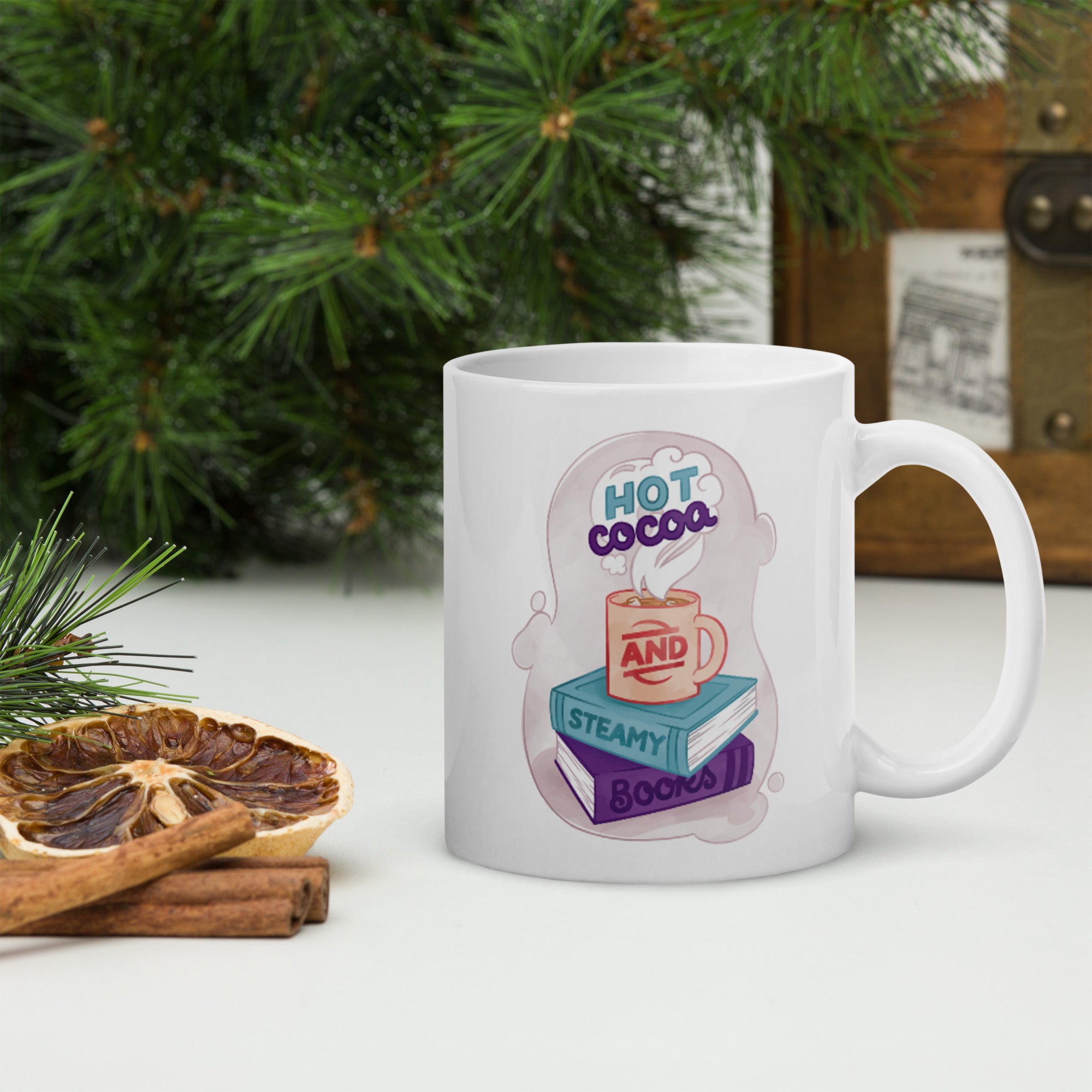 Hot Cocoa and Steamy Books Mug