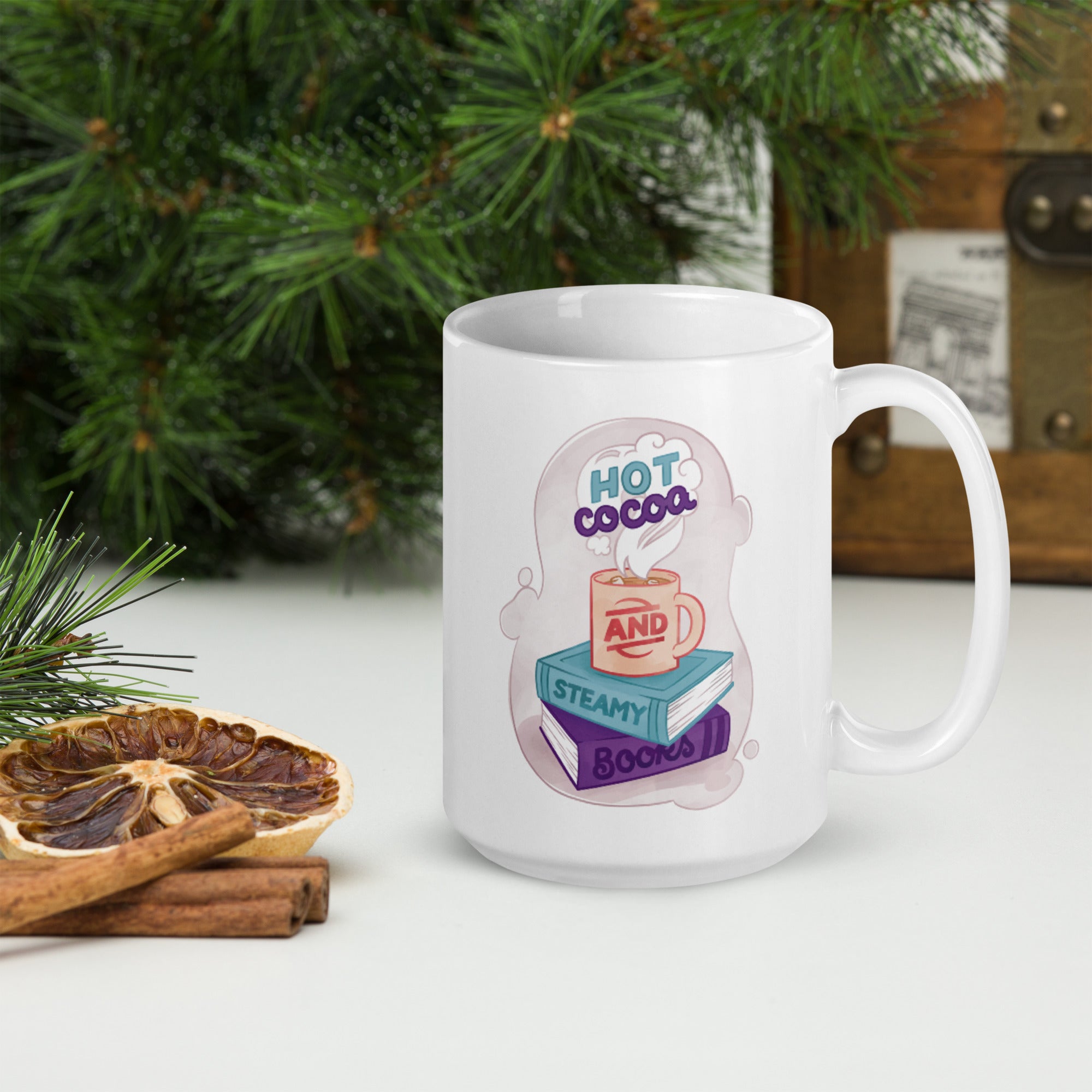 Hot Cocoa and Steamy Books Mug