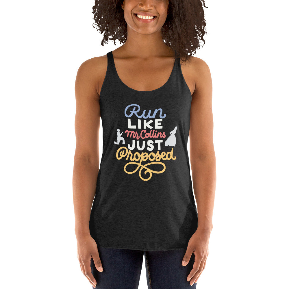 Run Like Collins Just Proposed Women's Racerback Tank